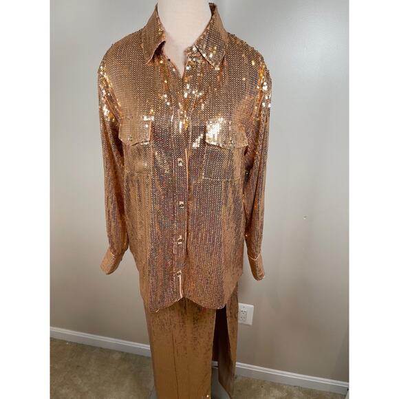 Retrofete Carlotta Savannah Sequin Embellished Long Sleeve Maxi Skirt Set XS/S - Picture 4 of 15